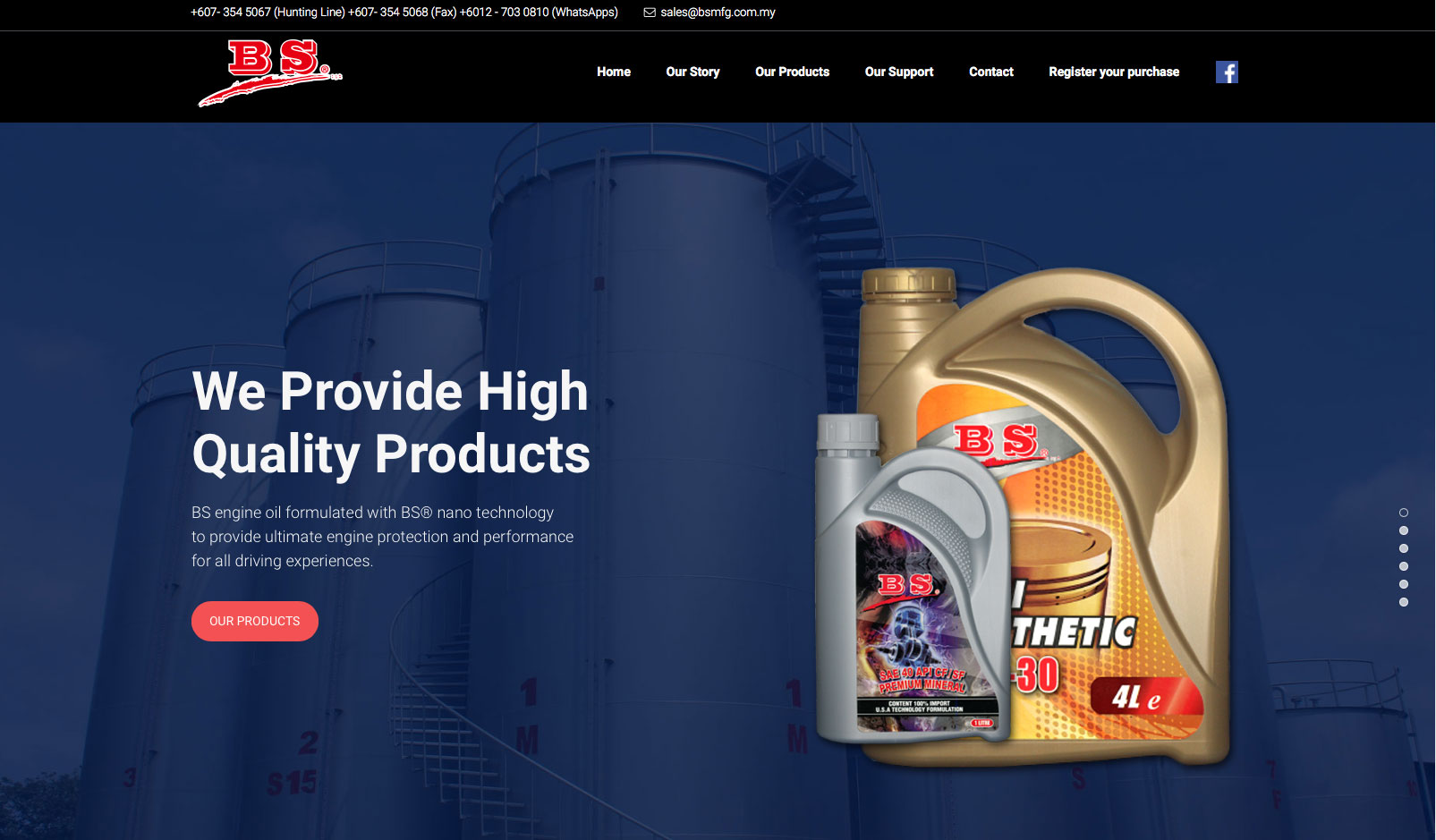 BS Manufacturing 汽车机油网站